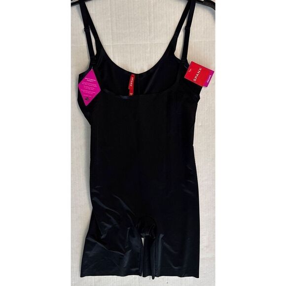 Spanx 10235R Sz Medium Black Thinstincts 2.0 Open-Bust Mid-Thigh Bodysuit - Picture 4 of 12